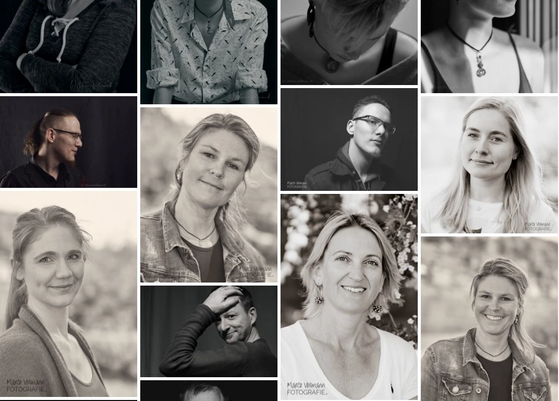 Ein Screenshot der Seite dieser Homepage, die natürliche Portraits vorstellt. Zu sehen sind mehrere Bilder junger Menschen.